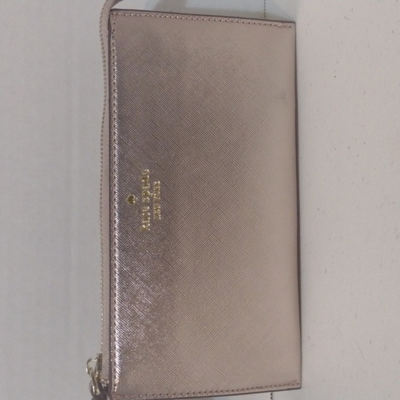 Kate Spade metallic light pink Continental three pocket wallet wristlet clutch - Picture 1 of 16